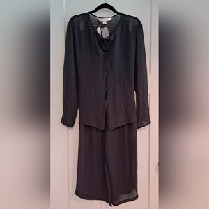 NWT Victoria's Secret Chiffon 2-piece Pajama Lounge Set (Black)